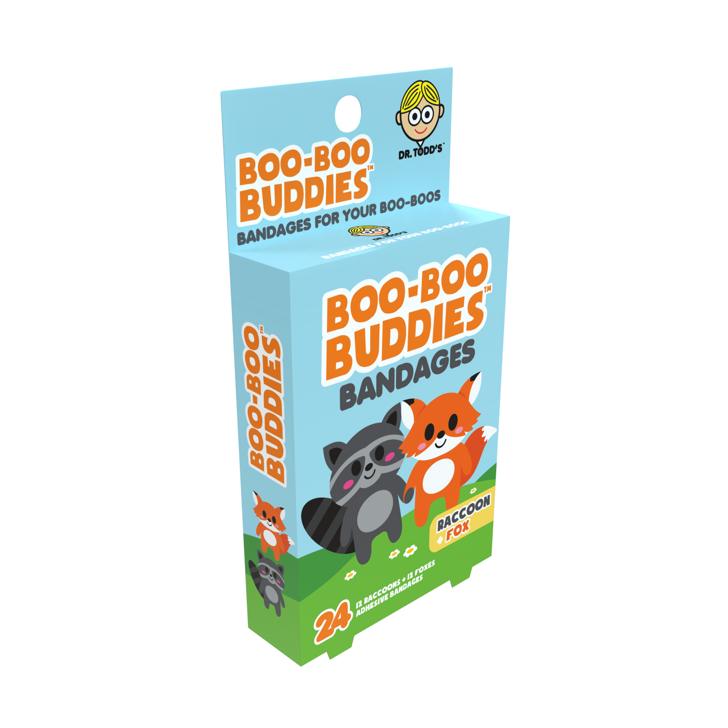 Kids Bandages – Raccoon + Fox (24 Count, Latex-Free)