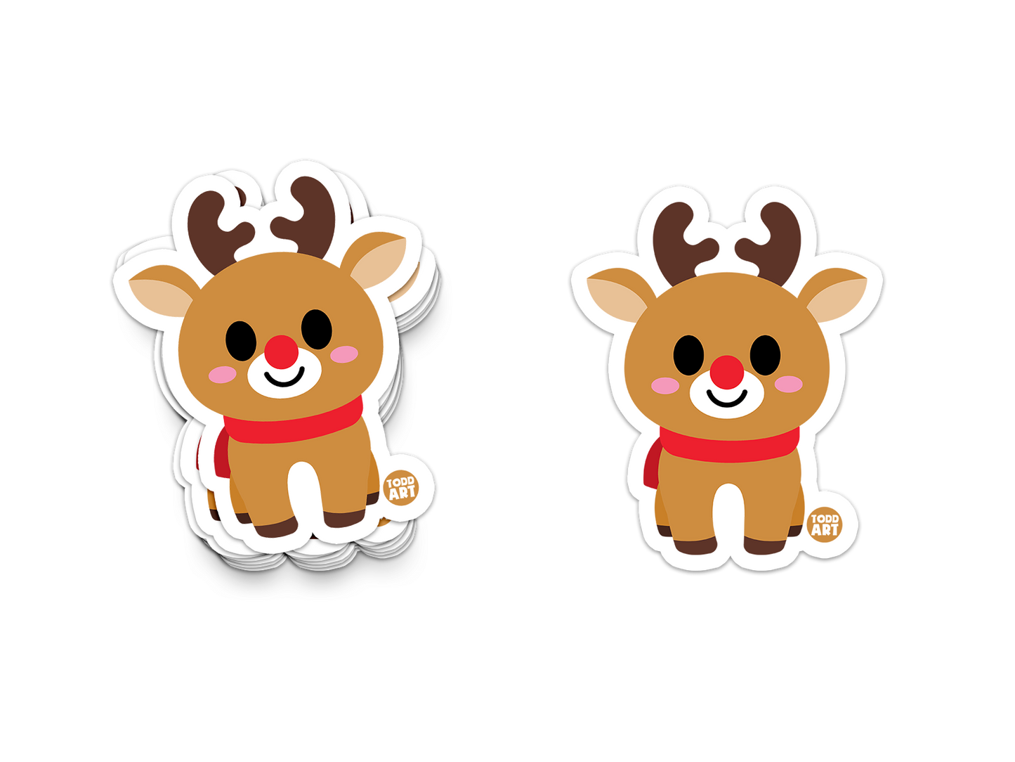 Rudolph Reindeer - 3" Art Sticker
