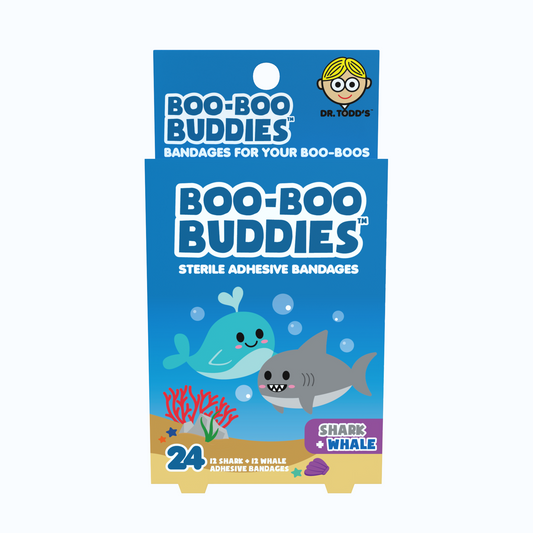 Kids Bandages – Shark + Whale (24 Count, Latex-Free)