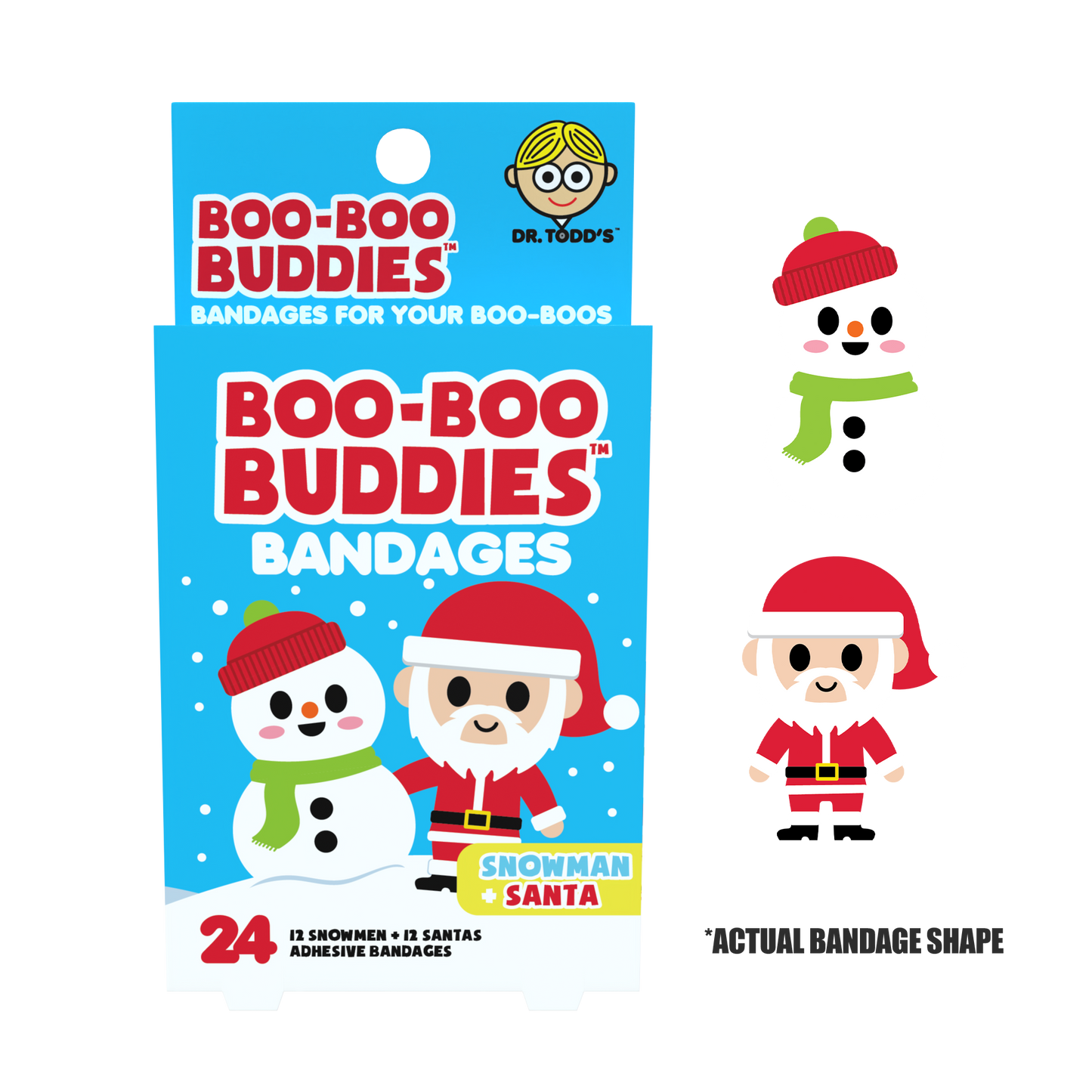 Snowman and Santa Bandages 24 Ct. Dr. Todd’s Boo Boo Buddies®