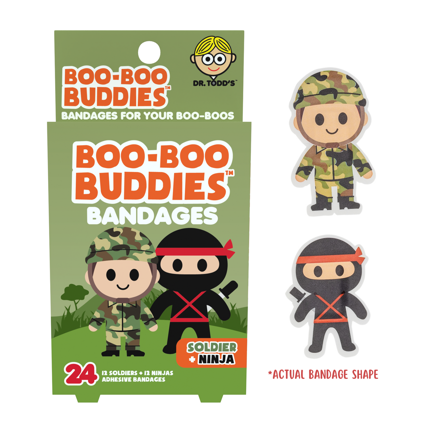 Kids Bandages – Soldier + Ninja (24 Count, Latex-Free)