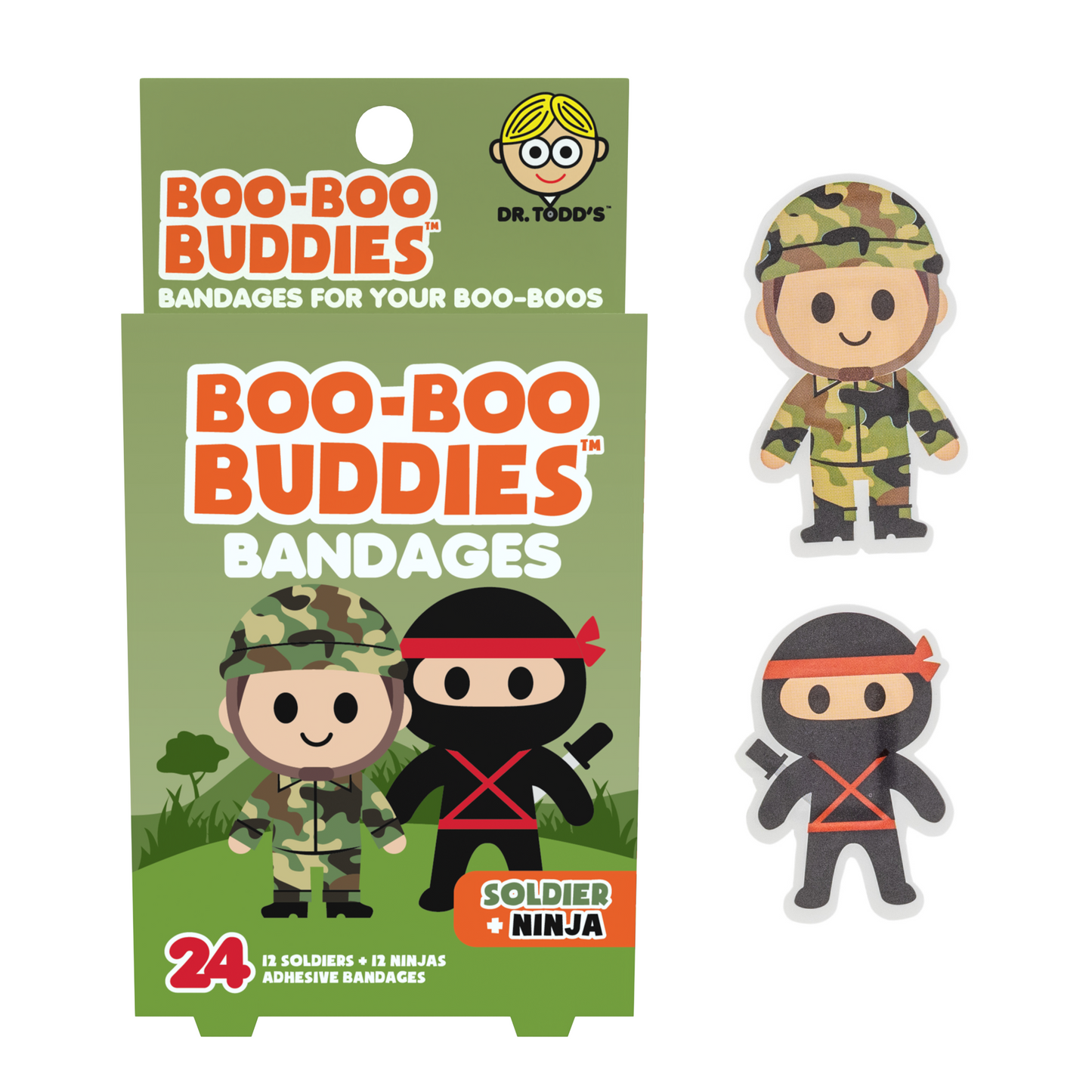 Kids Bandages – Soldier + Ninja (24 Count, Latex-Free)