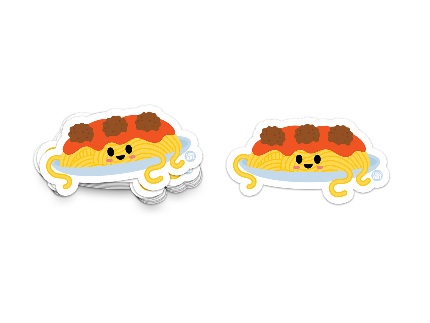 Spaghetti and Meatball - 3" Art Sticker