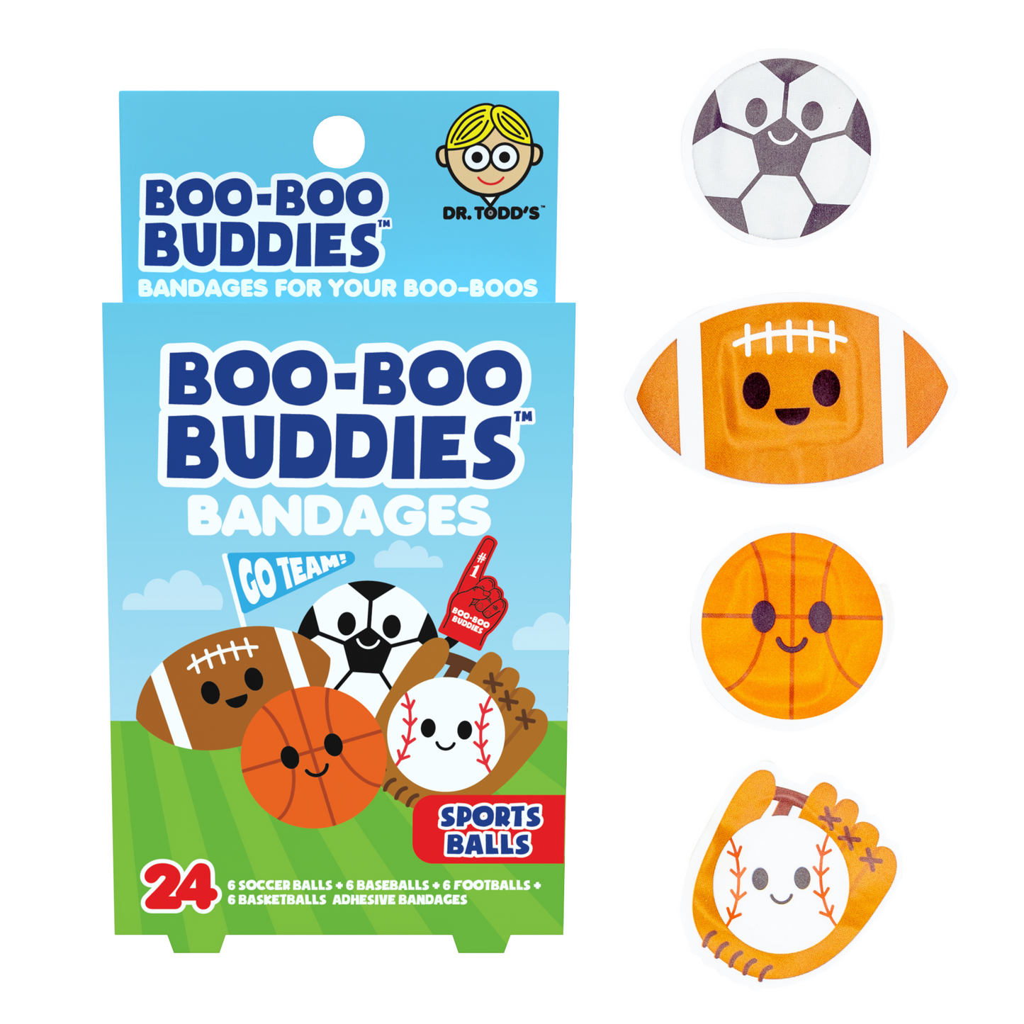 Kids Bandages – Sports Balls (24 Count, Latex-Free)