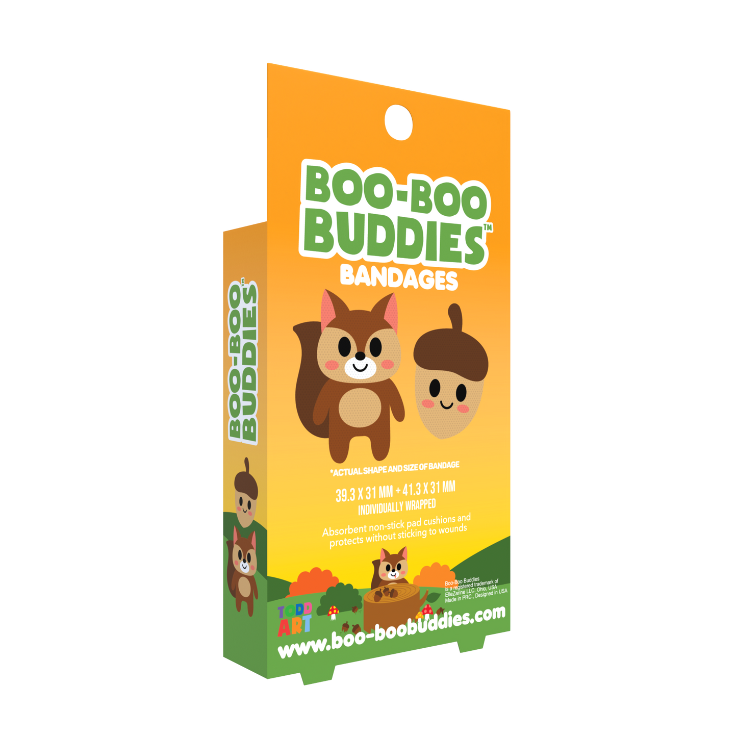 Kids Bandages – Squirrel + Acorn (24 Count, Latex-Free)