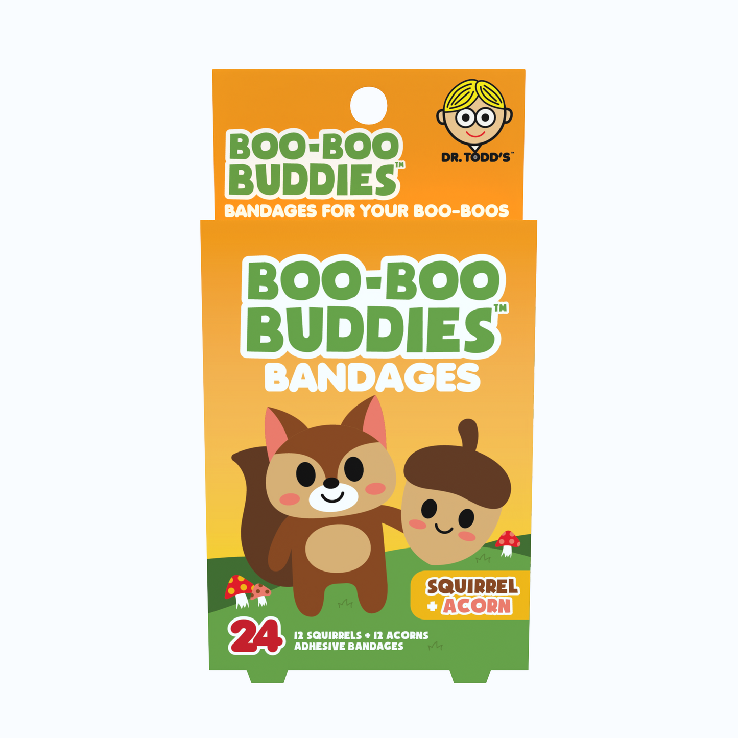 Kids Bandages – Squirrel + Acorn (24 Count, Latex-Free)