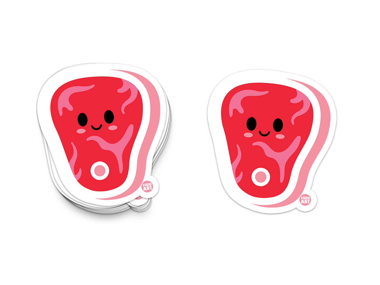 Boo Boo Buddies™ Steak Sticker – Cute Kawaii Vinyl Sticker, Waterproof Glossy 3″Art Sticker