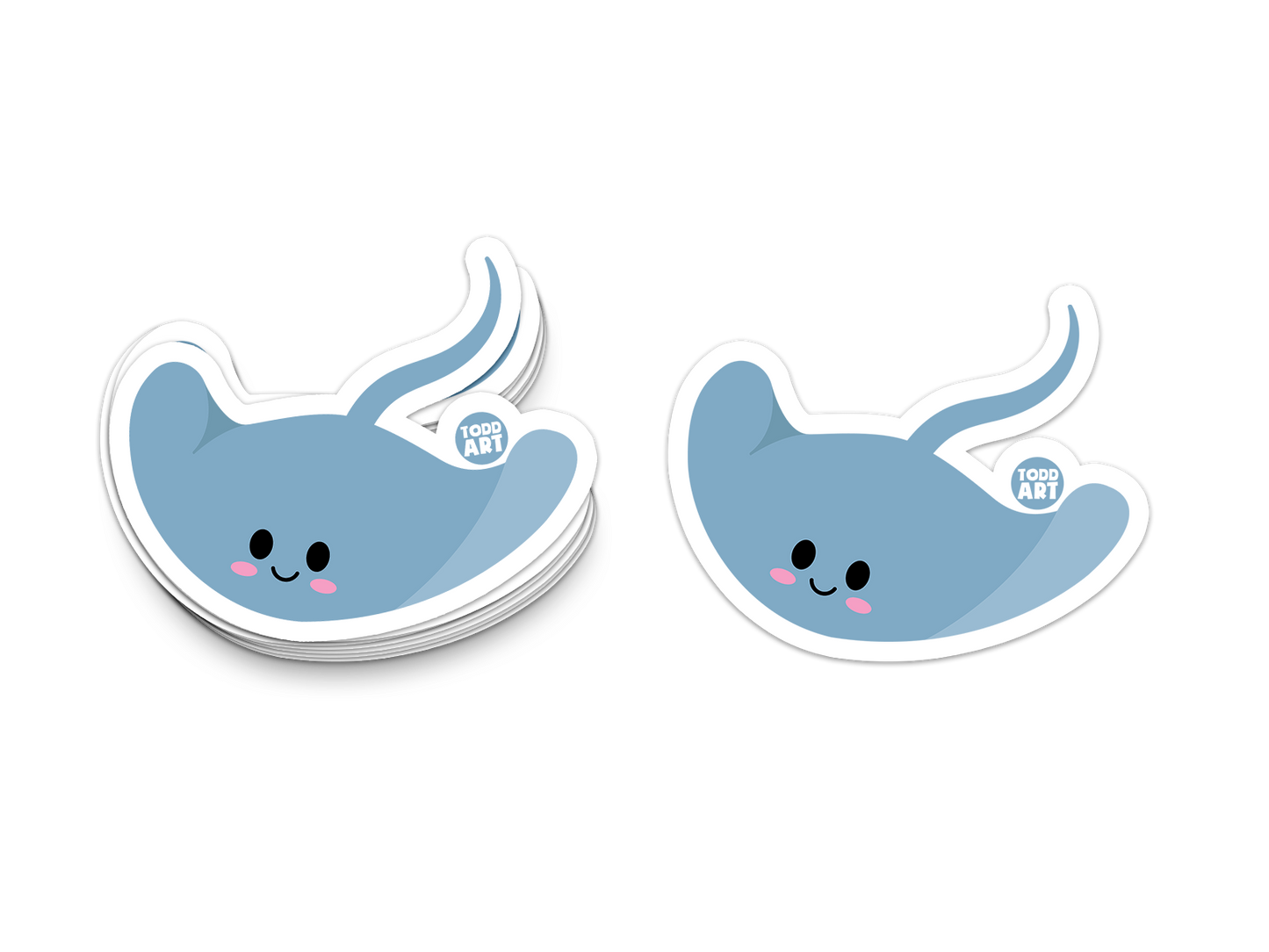 Boo Boo Buddies Stingray Sticker – Cute Kawaii Vinyl Sticker, Waterproof Glossy 3″ Die‑Cut