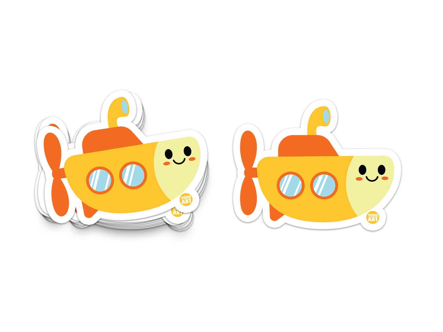 Boo Boo Buddies™ Submarine Sticker – Cute Kawaii Vinyl Sticker, Waterproof Glossy 3″ Art Sticker