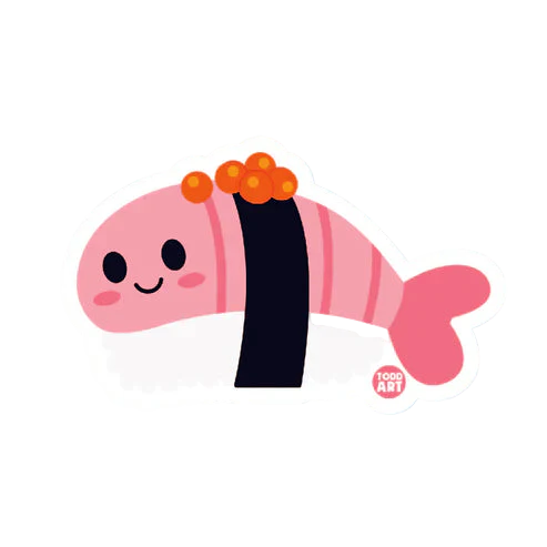 Boo Boo Buddies™ Sushi Nigiri Sticker – Cute Kawaii Vinyl, Waterproof & Glossy 3″ Die‑Cut
