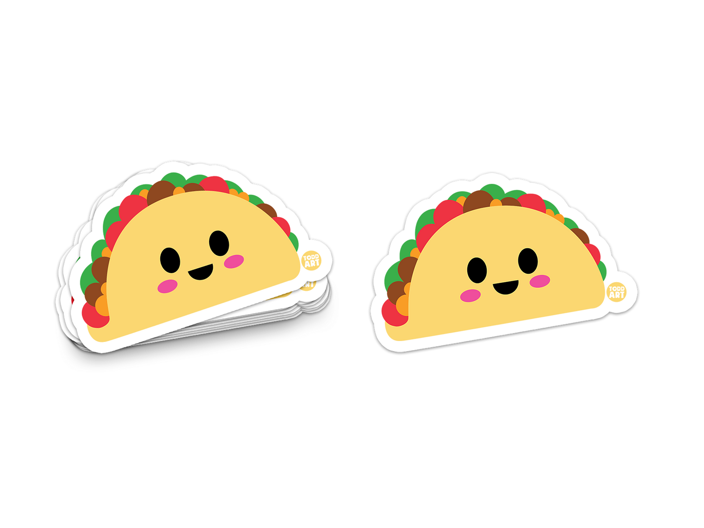 Taco Sticker – Cute Kawaii Vinyl Sticker, Waterproof Glossy 3″ Art Sticker