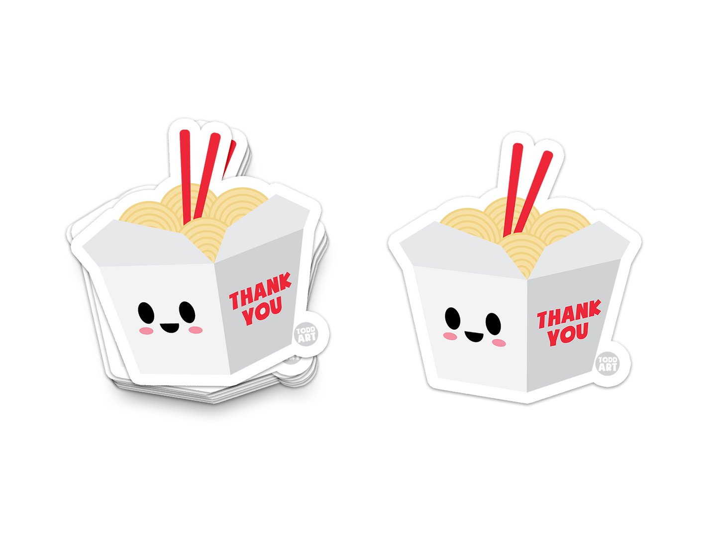 Boo Boo Buddies™ Take‑Out Noodles Sticker – Cute Kawaii Vinyl Sticker, Waterproof Glossy 3″ Art Sticker