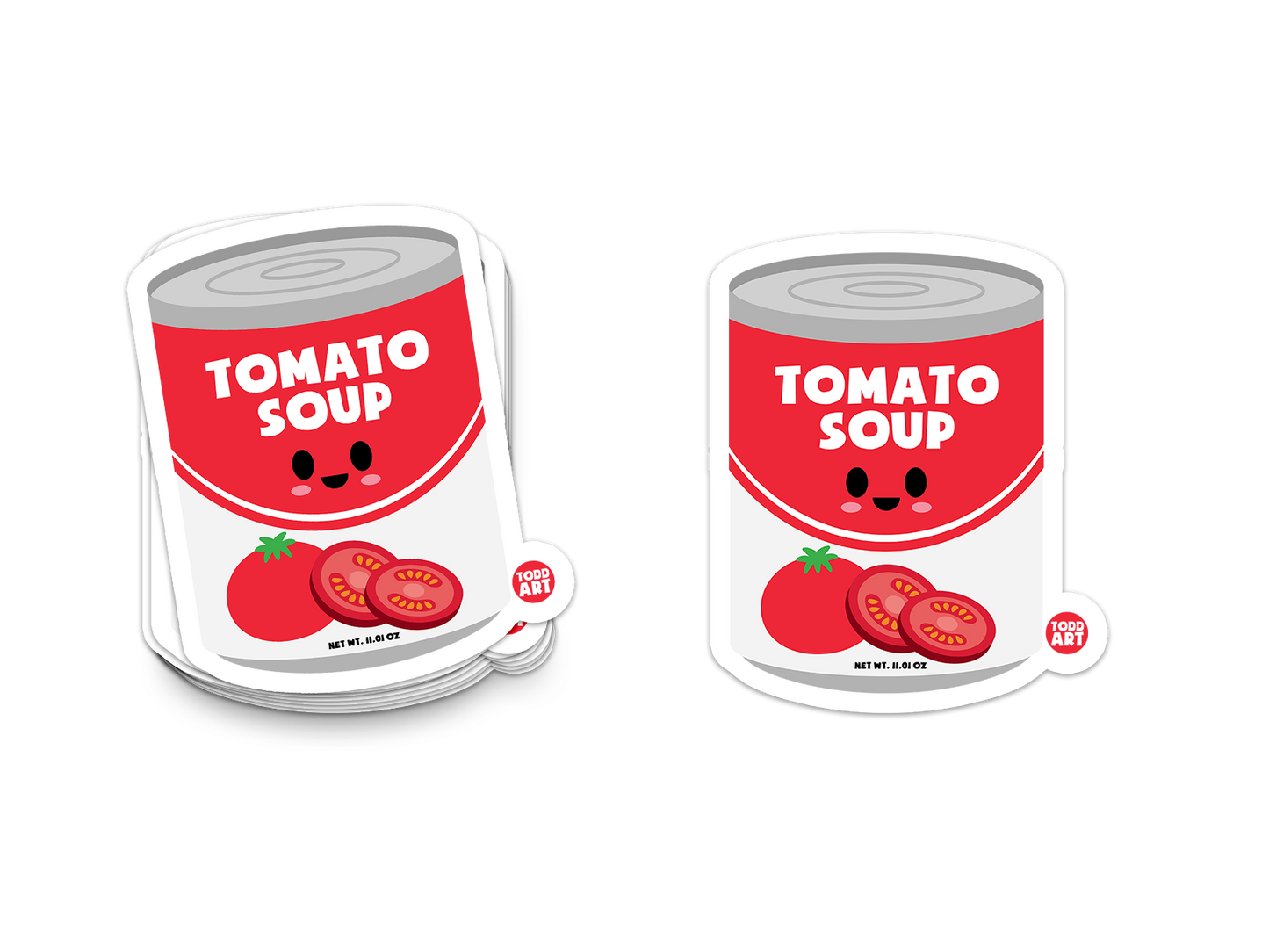 Boo Boo Buddies™ Tomato Soup Can Sticker – Cute Kawaii Vinyl Sticker, Waterproof & Glossy, 3"  Art Sticker