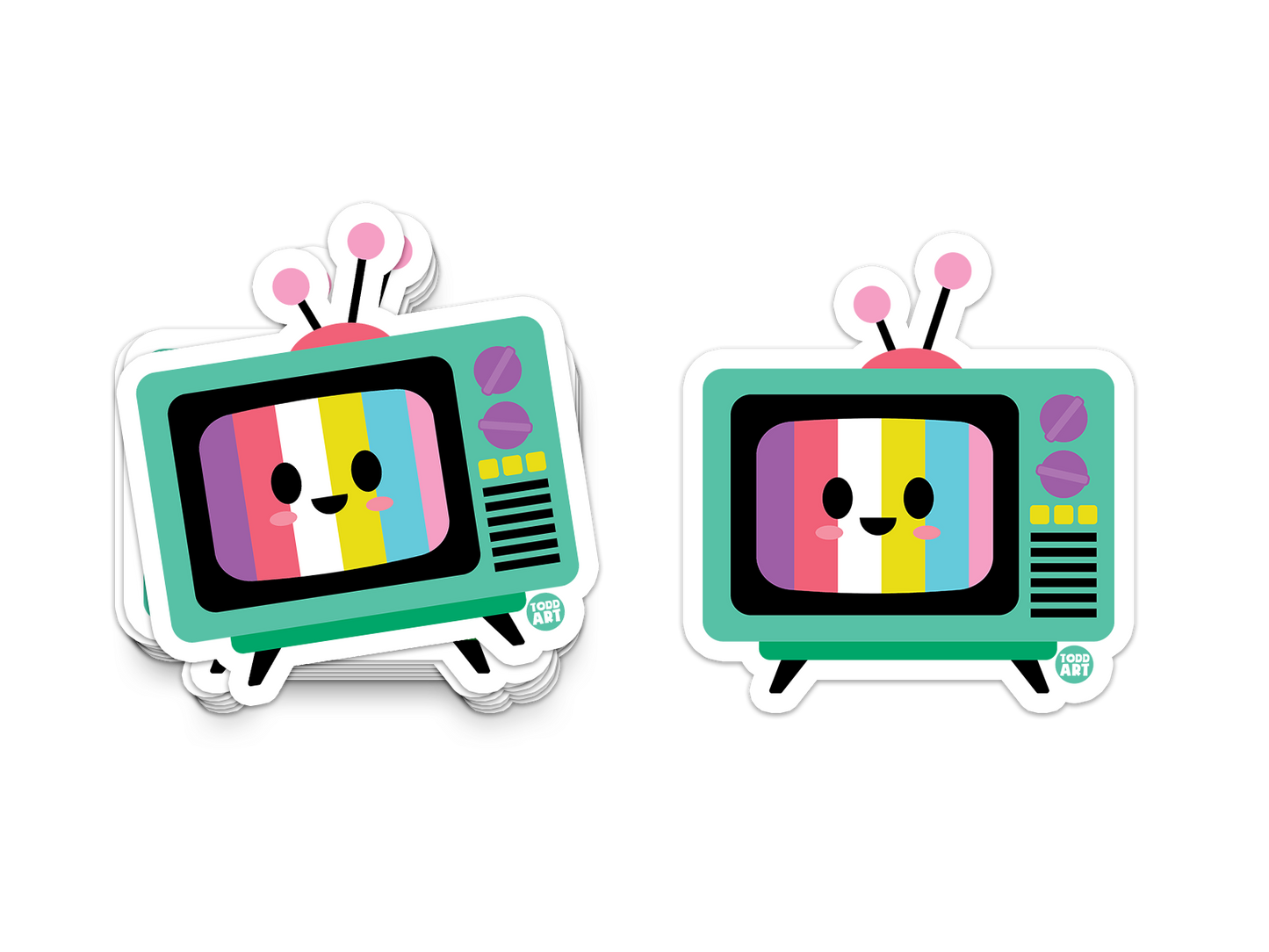 Boo Boo Buddies™ Television Sticker – Cute Kawaii Vinyl Sticker, Waterproof Glossy 3″  Art Sticker