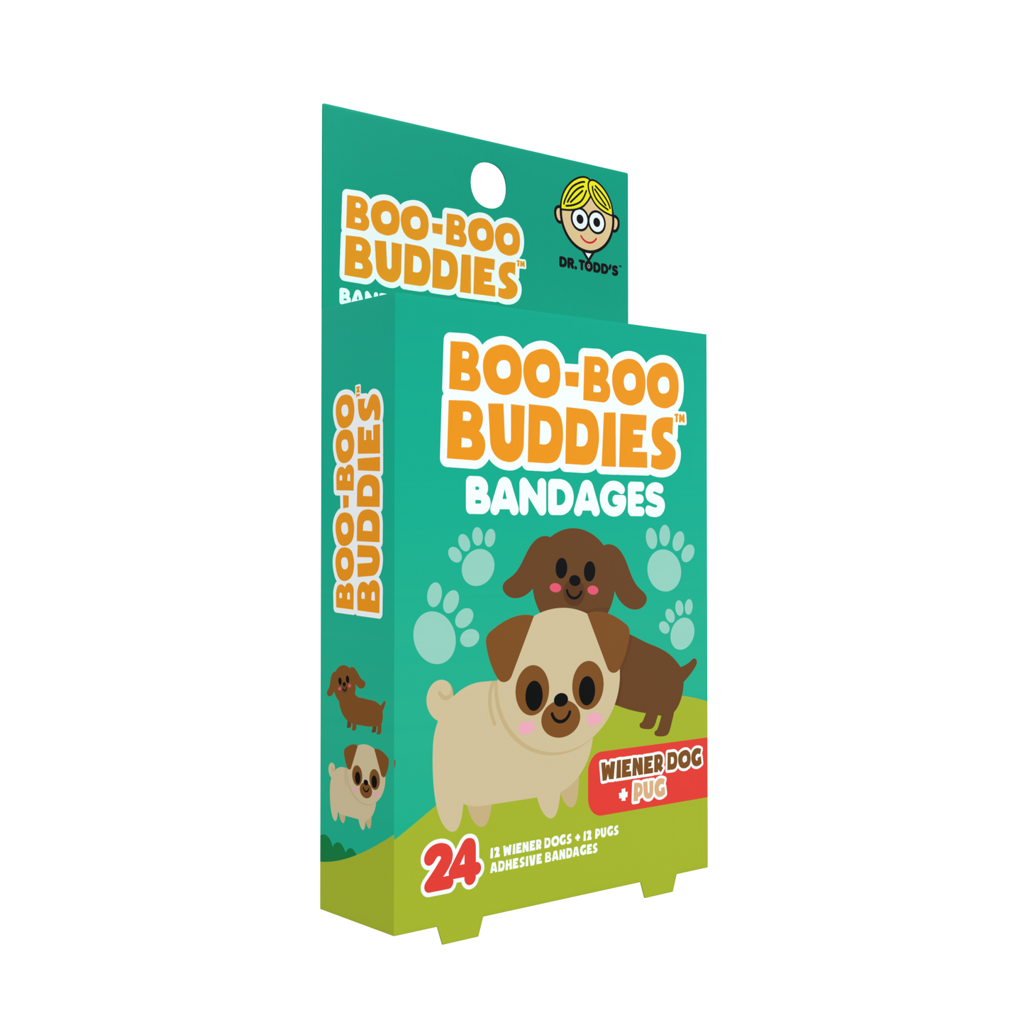 Kids Bandages – Wiener Dog + Pug (24 Count, Latex-Free)