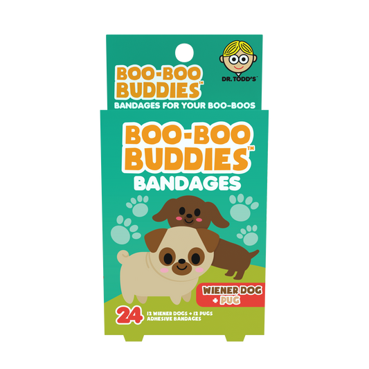 Kids Bandages – Wiener Dog + Pug (24 Count, Latex-Free)
