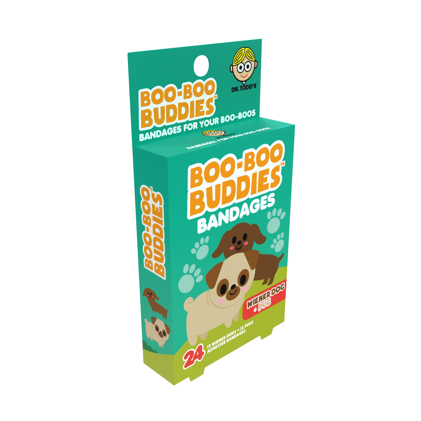 Kids Bandages – Wiener Dog + Pug (24 Count, Latex-Free)