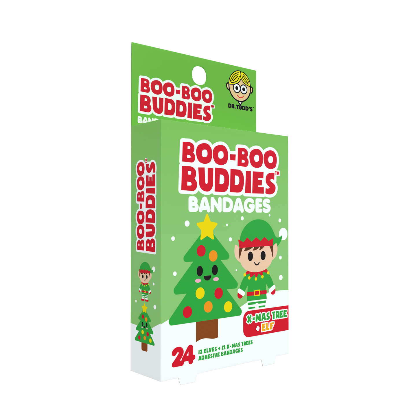 Kids Bandages – Christmas Tree + Elf (24 Count, Latex-Free)