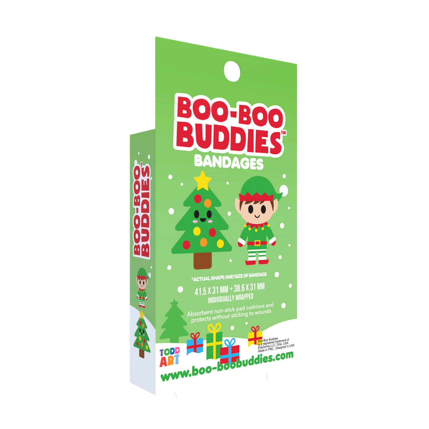 Kids Bandages – Christmas Tree + Elf (24 Count, Latex-Free)