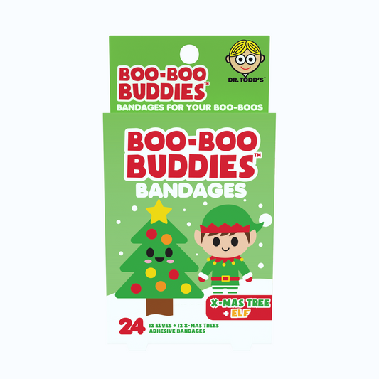 Kids Bandages – Christmas Tree + Elf (24 Count, Latex-Free)