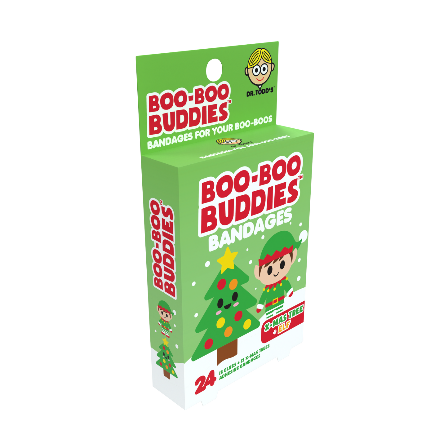 Kids Bandages – Christmas Tree + Elf (24 Count, Latex-Free)