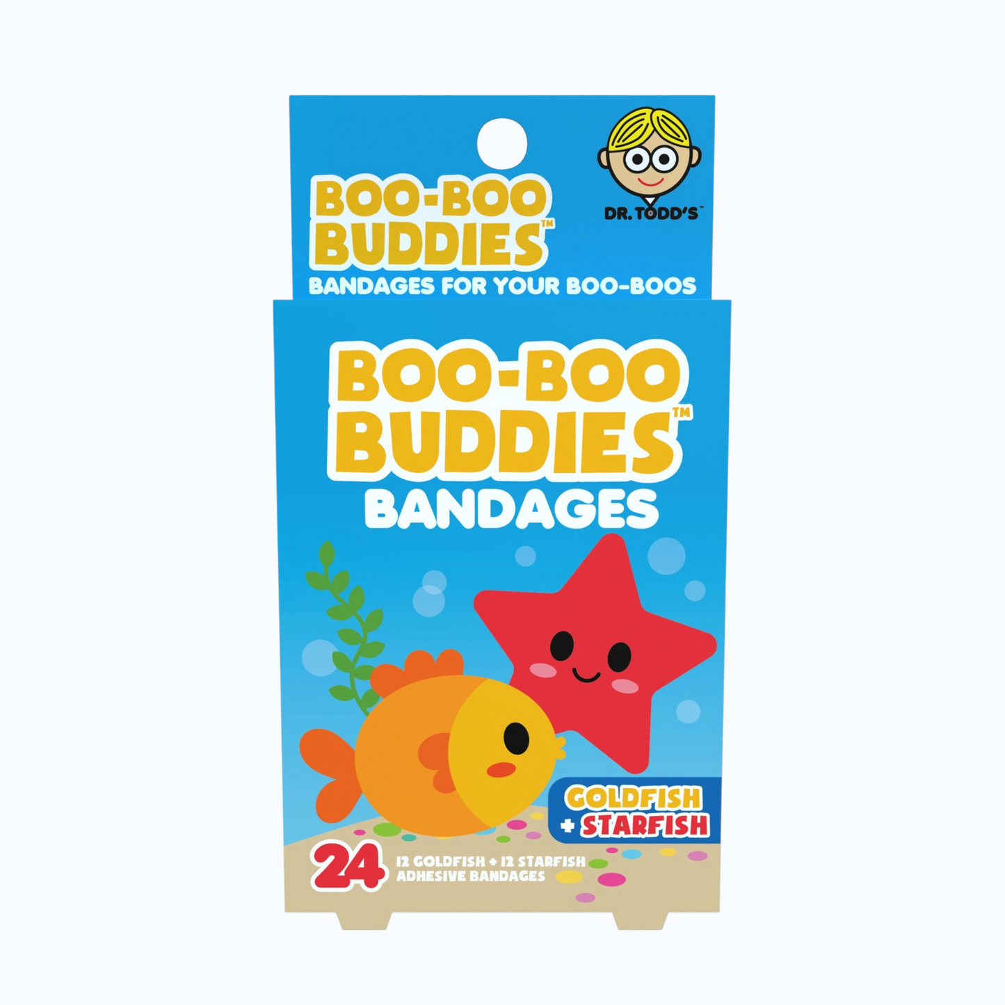 Kids Bandages – Goldfish + Starfish (24 Count, Latex-Free)