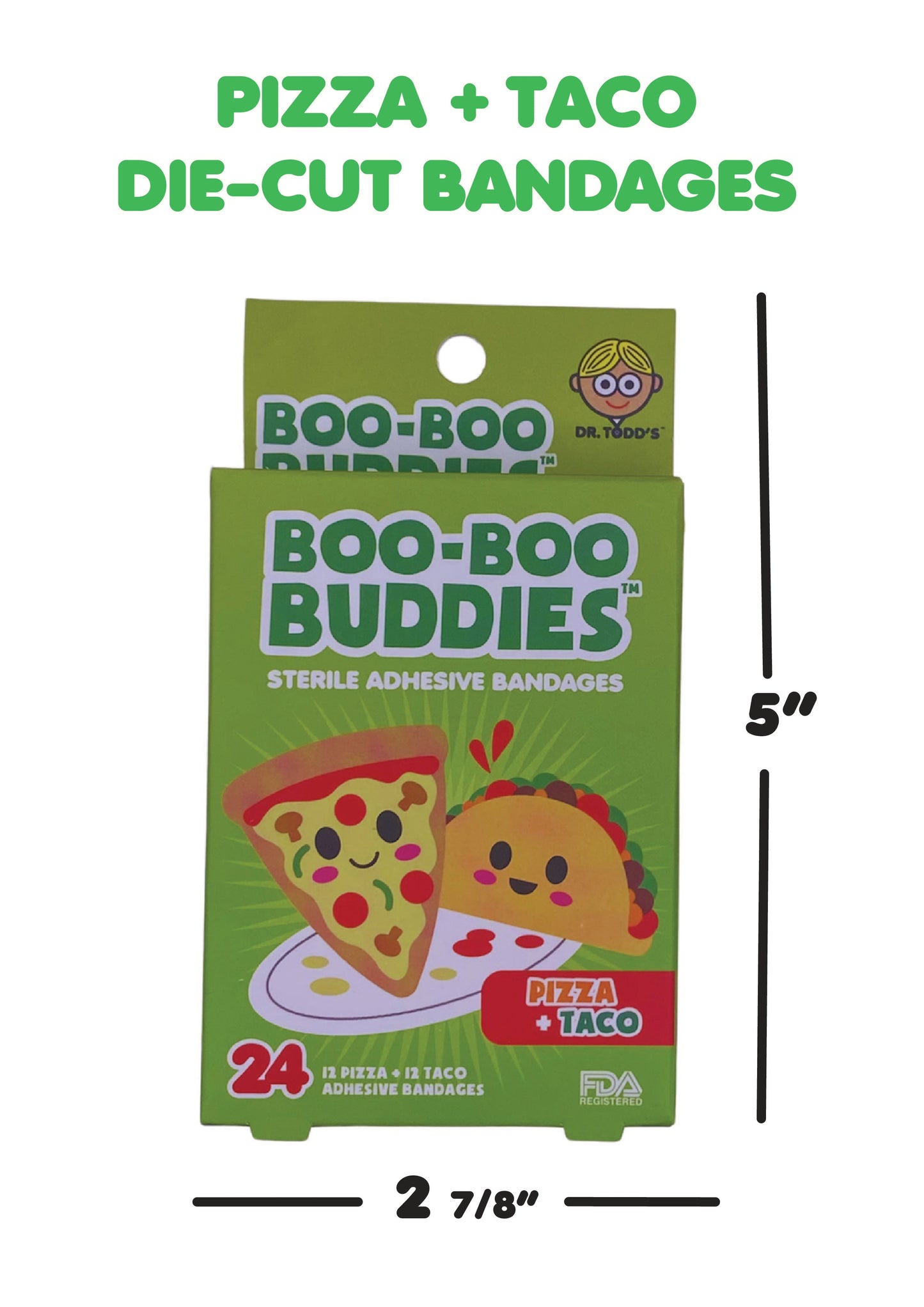 Kids Bandages – Pizza + Taco (24 Count, Latex-Free)