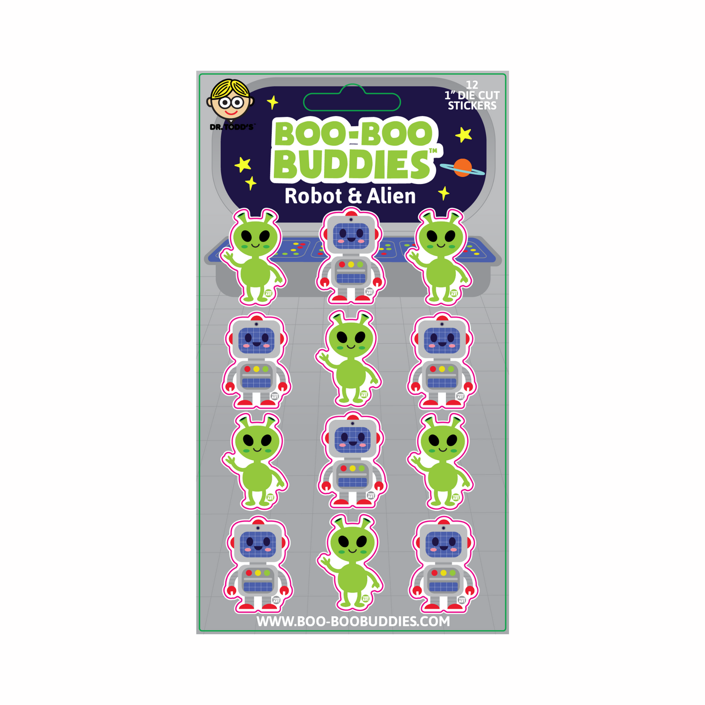 Boo Boo Buddies® Robot & Alien Sticker Sheet – Collectible