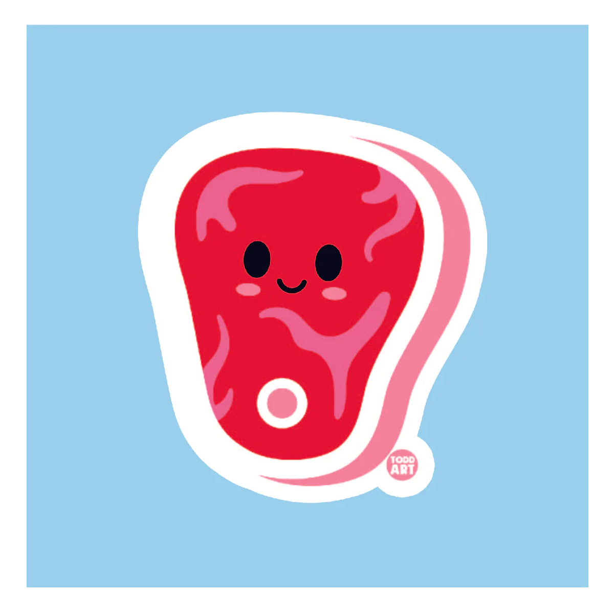 Boo Boo Buddies™ Steak Sticker – Cute Kawaii Vinyl Sticker, Waterproof Glossy 3″Art Sticker