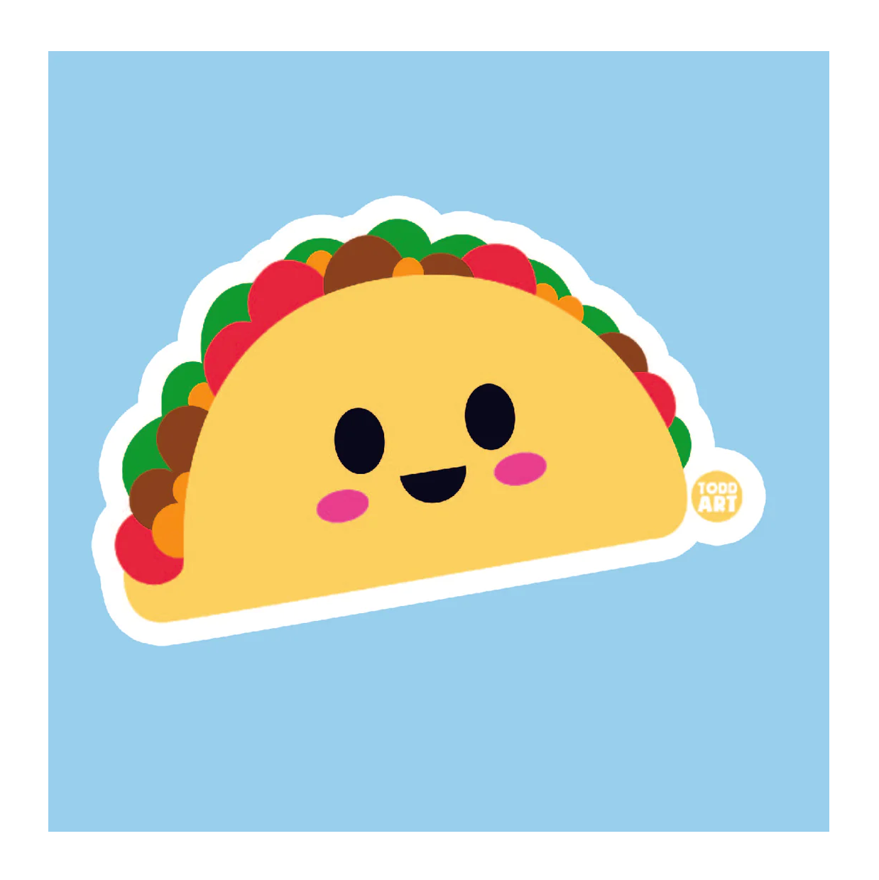 Taco Sticker – Cute Kawaii Vinyl Sticker, Waterproof Glossy 3″ Art Sticker