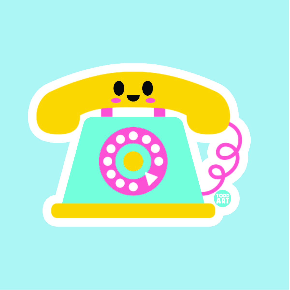 Boo Boo Buddies™ Telephone Sticker – Cute Kawaii Vinyl Sticker, Waterproof Glossy 3″  Art Sticker